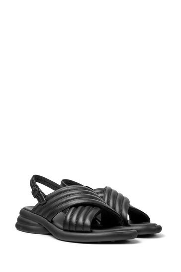 Womens black clearance leather wedge sandals