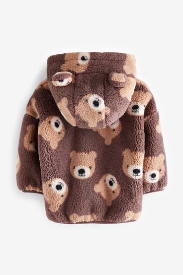 Rust oversized borg zip through teddy jacket hotsell