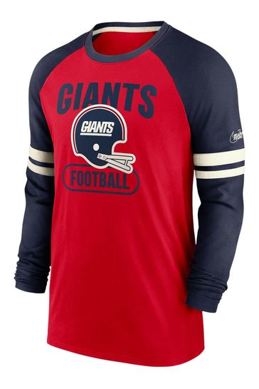 Nike Red NFL Fanatics New York Giants Dri-Fit Cotton Long Sleeve Raglan T-Shirt