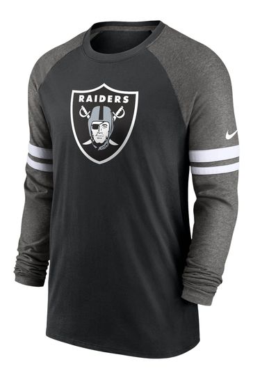 Nike Black NFL Fanatics Las Vegas Raiders Dri-Fit Cotton Long Sleeve Raglan T-Shirt