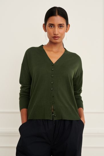 Khaki Green Button Up Cardigan