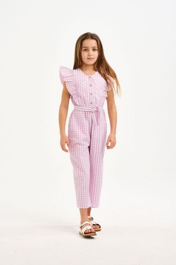 Emerson gingham ruffle jumpsuit cheap