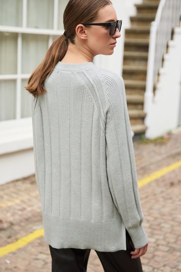 Buy Grey Ribbed Crew Neck Jumper from Next Singapore