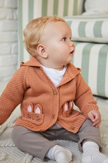 Buy Rust Brown Embroidered Baby Cardigan 0mths 2yrs from Next Luxembourg