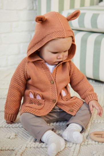 Buy Rust Brown Embroidered Baby Cardigan 0mths 2yrs from Next Luxembourg