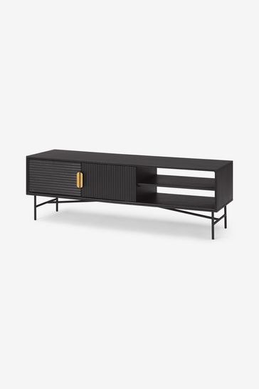 Black metal store media unit