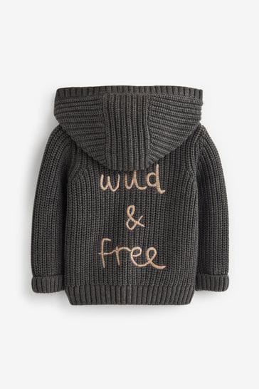 Buy Charcoal Grey Giraffe Baby Knitted Hooded Cardigan 0mths 2yrs