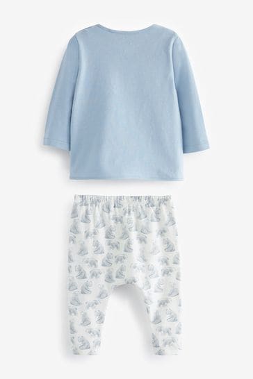 Blue top on sale and white leggings
