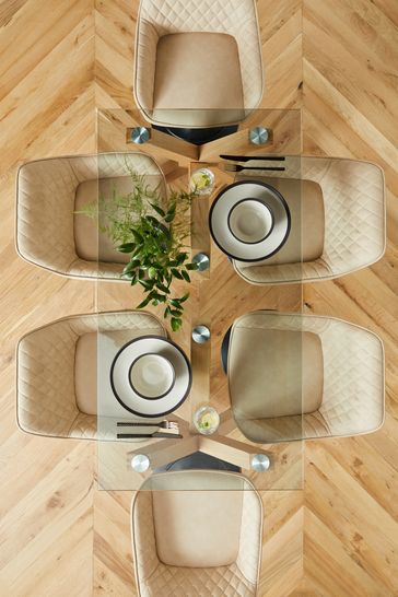 Oak and glass rectangle dining outlet table