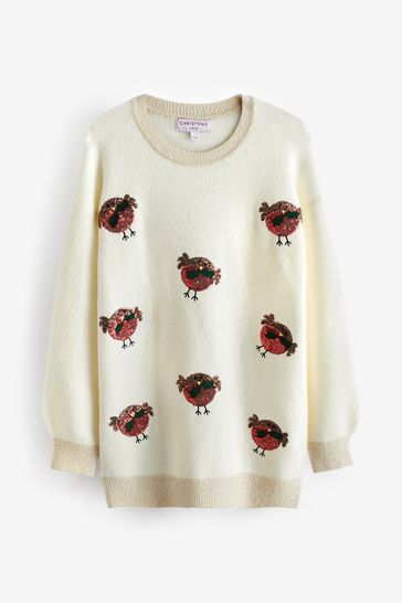 Sequin robin christmas jumper on sale