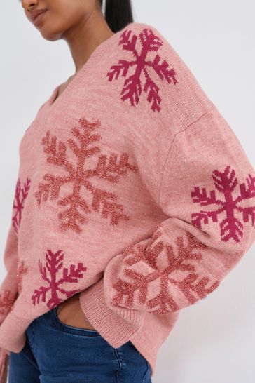 Buy Pink Sparkle Snowflake Christmas Jumper from Next Belgium