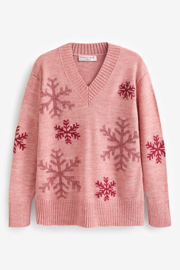 Pink snowflake sweater top