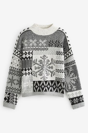 Buy Grey Snowflake Matching Family Pet Knitted Christmas Jumper