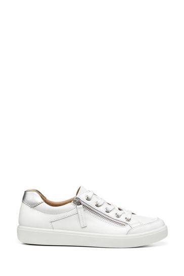 Hotter White Chase II Lace-Up/Zip X Wide Fit Trainers