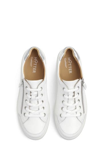Hotter White Chase II Lace Up Zip X Wide Fit Shoes