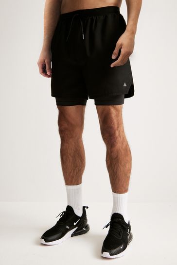Buy Black 2 In 1 Training Shorts from Next Taiwan