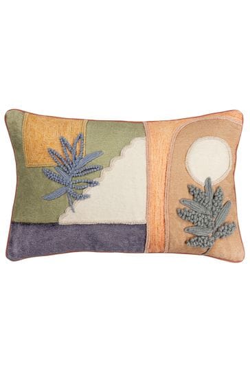 Green hotsell embroidered cushion
