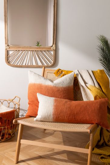 furn. Amber Orange Mizu Dip Dye Cotton Rectangular Cushion