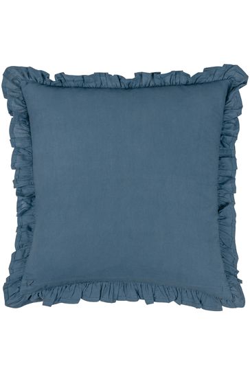 Blue ruffle outlet pillow