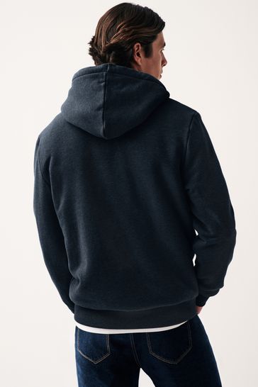 Buy Navy Blue Borg Fleece Zip Through Hoodie from Next Luxembourg