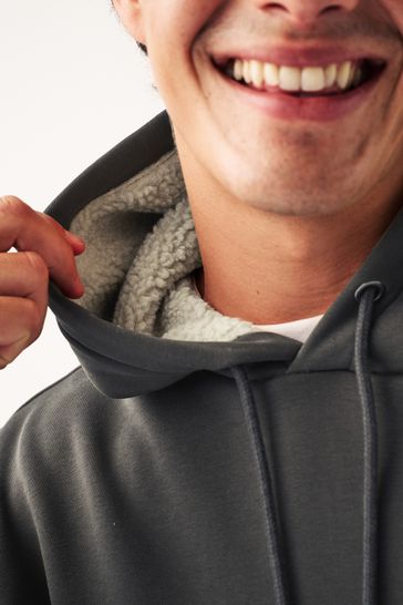 Buy Slate Grey Borg Fleece Lined Hoodie from Next Germany