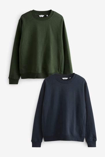 Buy Navy Khaki Crew Sweatshirts 2 Pack from Next Ireland