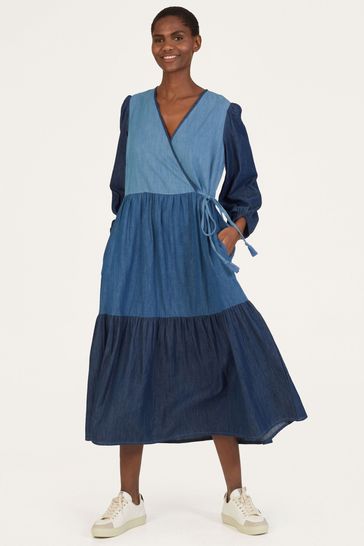 Thought Blue Kay Mixed Organic Cotton Chambray Dress
