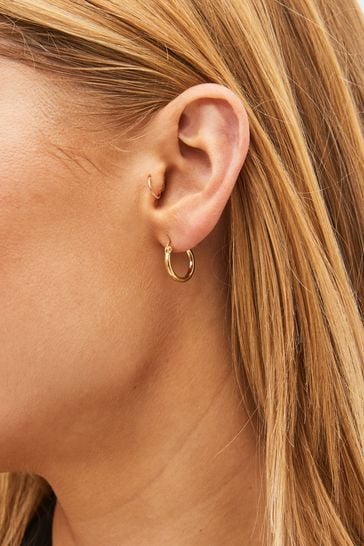 Gold Plated Sterling Silver Mini Hoop Earrings