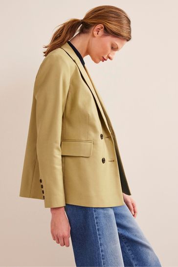 Buy Boden Green Double Breasted Twill Blazer from Next Luxembourg