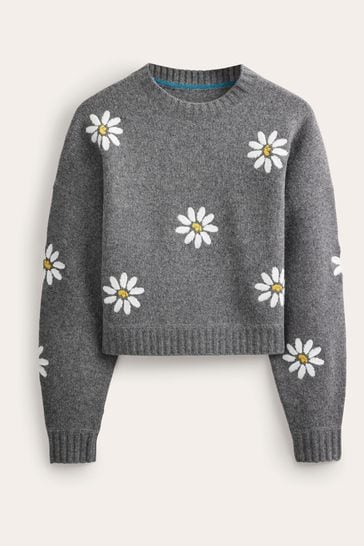 Buy Boden Grey Embellished Wool Jumper from Next Luxembourg