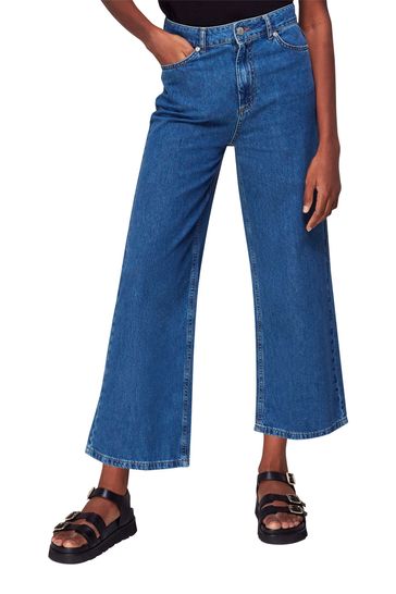 Whistles Blue Wide Leg Cropped Jeans