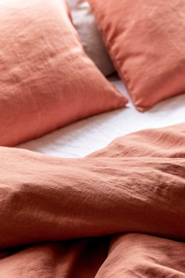 Piglet in Bed Burnt Orange Linen Pillowcase Set of 2