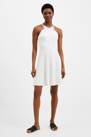 Buy French Connection Mari Knit Lace Mix White Dress from Next