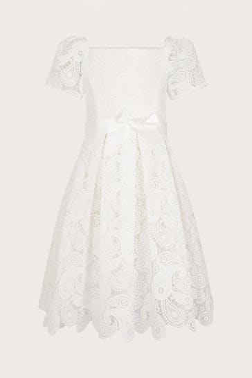 Buy Monsoon Natural Guipure Lace Square Neck Dress from Next