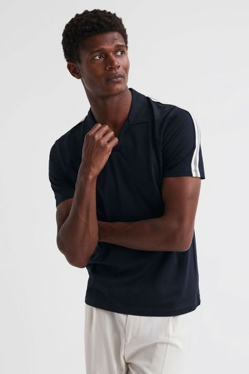 Buy Reiss Navy Clover Mercerised Cotton Open Collar Polo Shirt