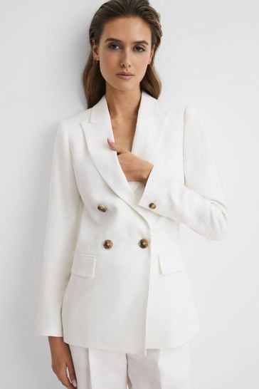 Double breasted hot sale linen blazer