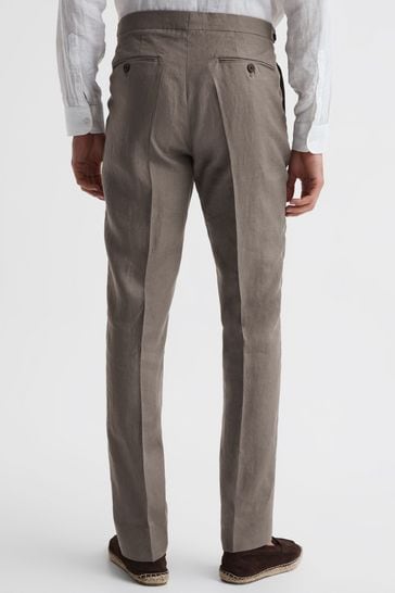 Mens slim fit linen trousers best sale uk