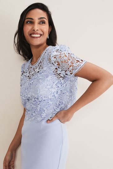 Petite blue store lace dress