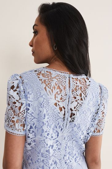 Light blue lace 2024 dress short sleeve