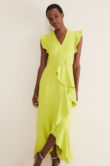Phase Eight Yellow Phoebe Frill Maxi Dress