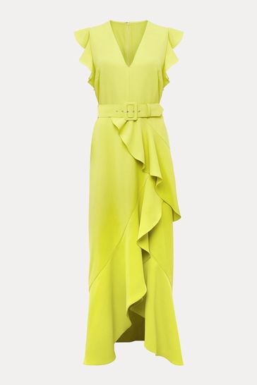 Phase Eight Yellow Phoebe Frill Maxi Dress