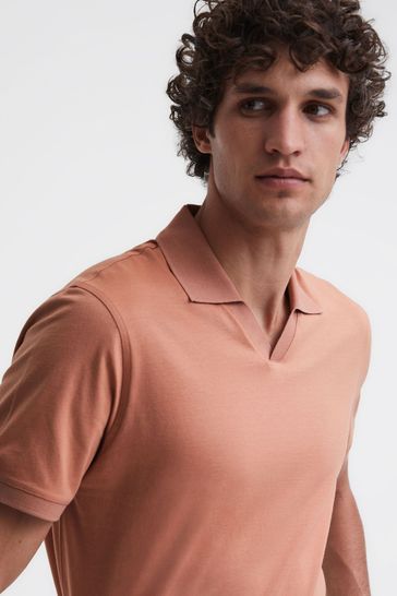 Reiss Terracotta Leeds Slim Fit Mercerised Cotton Polo Shirt