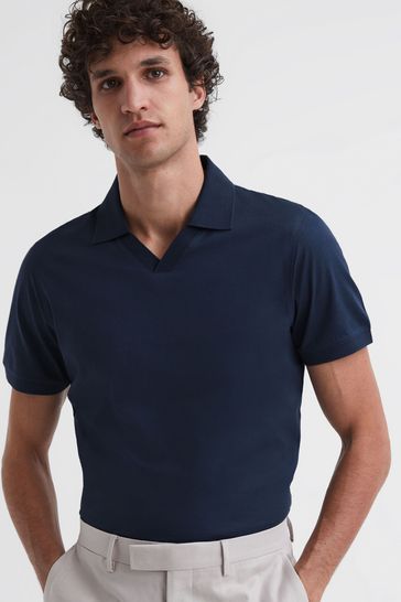 Buy Reiss Blue Night Leeds Slim Fit Mercerised Cotton Polo Shirt