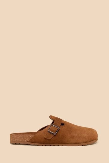 White Stuff Freddy Suede Slip-On Footbed Brown Shoes