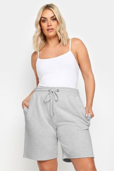 Yours Curve Light Grey Elasticated Jogger Shorts