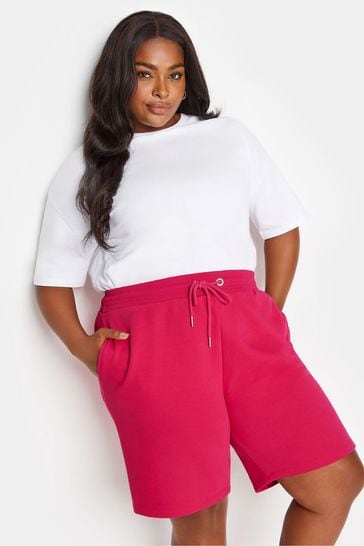 Yours Curve Pink Elasticated Jogger Shorts