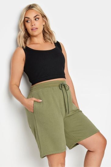 Yours Curve Light Green Elasticated Jogger Shorts