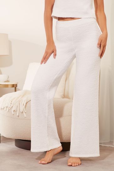Buy Lipsy Ivory White Cosy Boucle Wide Leg Lounge Trousers from Next Turkey