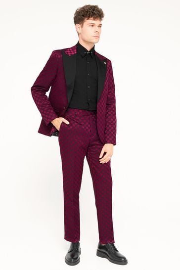 Twisted Tailor Purple Slim Fit Papatya Jacquard Jacket