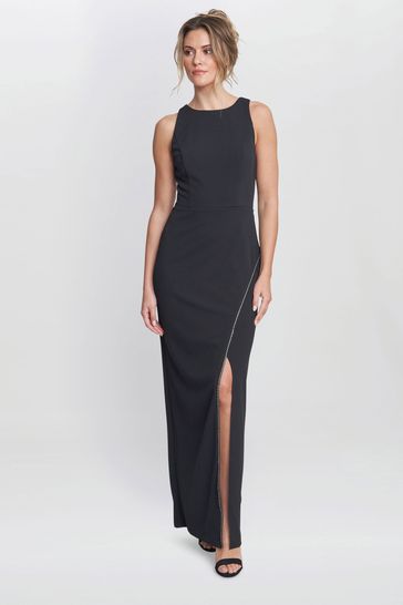 Gina Bacconi Esmeralda Sleeveless Column Maxi Black Dress